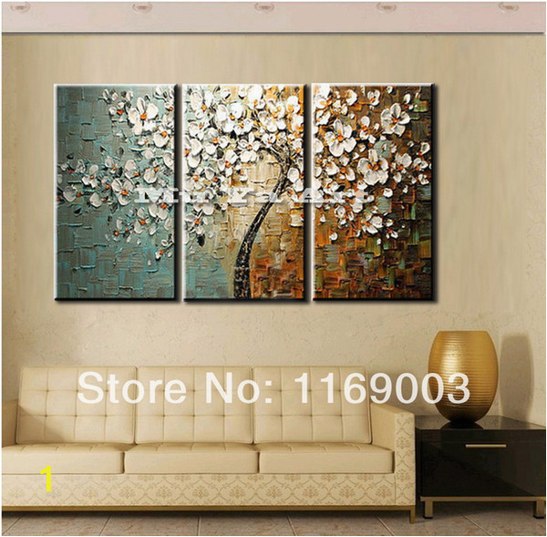 Hand Painted Tree Wall Murals 2019 3 Panel Wall Art Canvas Tree Acrylic Decorative Hand Painted Decoraion Painting Oil Paintings Modern Flower Canvas From Crystalstory