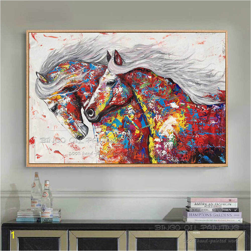 Artist Hand painted High Quality Modern Abstract Horse Oil Painting on Canvas Colorful Running Horse Oil q50