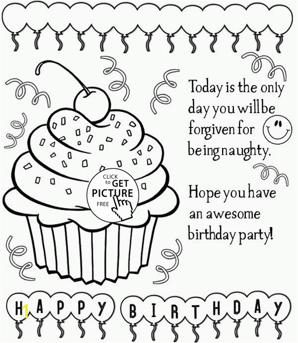 Happy Birthday Coloring Pages Free to Print Happy Birthday Cupcake Coloring Page for Kids Holiday