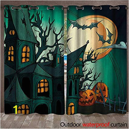 Haunted House Wall Mural Amazon Blountdecor Halloween Window Curtain Haunted