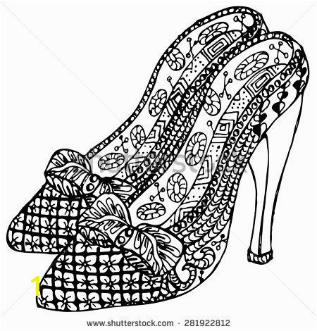 High Heels Coloring Pages Hand Drawn Zentangle Shoes Coloring Misc