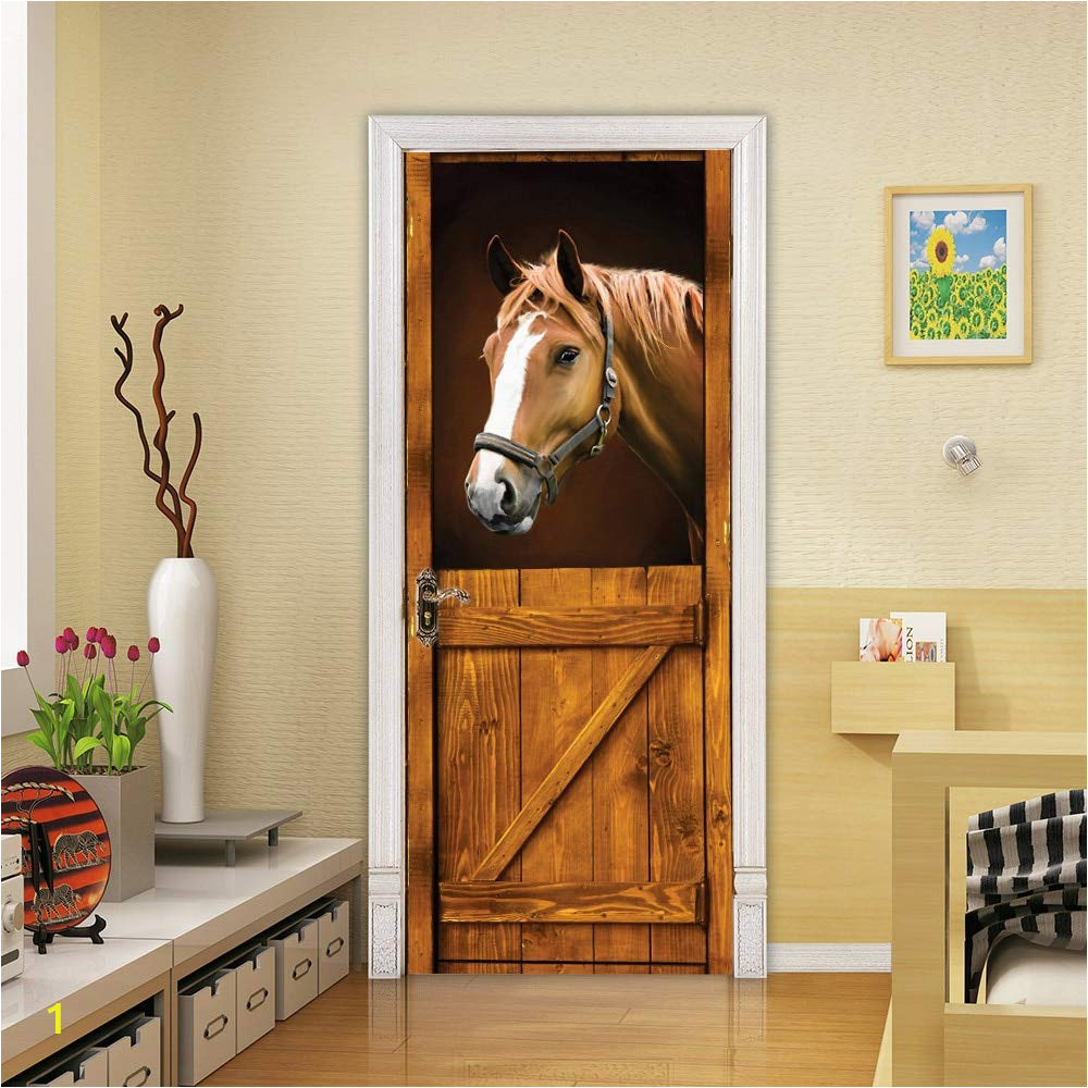 Horse Stable Wall Mural Amazon Congchuara Door Stickers Popular Diy 3d Door