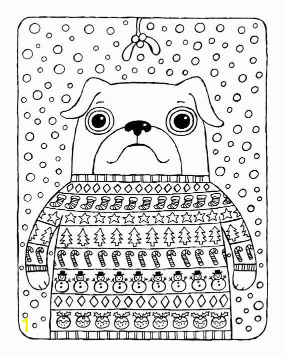 Household Items Coloring Pages Christmas Coloring Page Pug In Christmas Jumper with