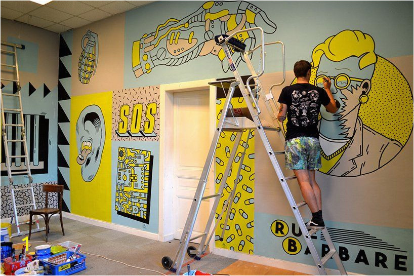 How to Do Mural Painting On Wall Freak City Paints Punk Rock themed Mural Inside An Old