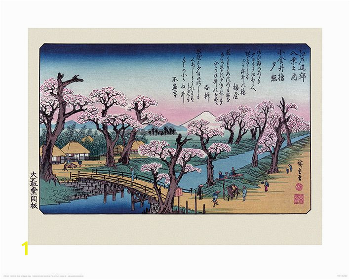 How to Hang A Wall Mural Poster Hiroshige Mount Fuji Koganei Bridge Plakat Premium In 2019