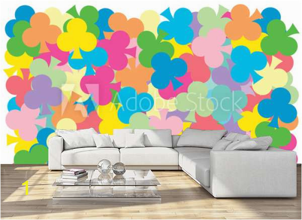 How to Install Wall Mural Multi Color Of Clubs Card Put Overlap to Pattern Colorful Of Geometry Shape Overlay to Texture Of Backdrop Wall Mural