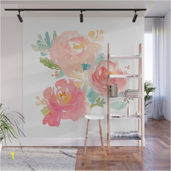 watercolor peonies summer bouquet wall murals