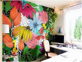 How to Paint A Mural On A Bedroom Wall the Flower Wall Mural Interior Colors In 2019