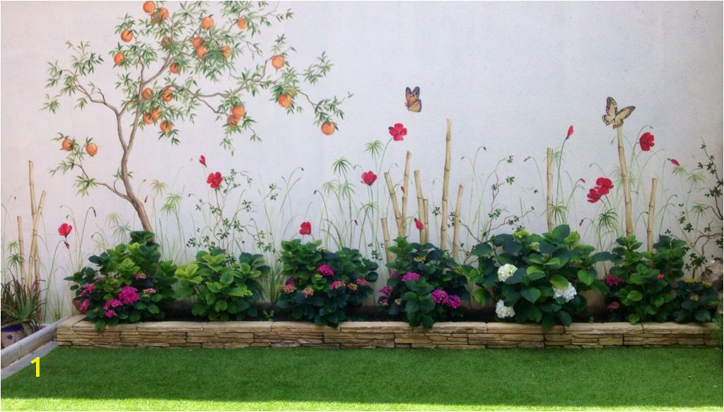 How to Paint A Mural On Cinder Block Wall Hand Painted Garden In 2019