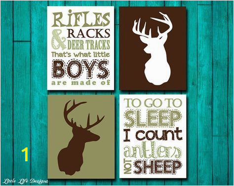 Hunting Camo Wall Murals Hunting Nursery Wall Art Rifles Racks & Deer Tracks by