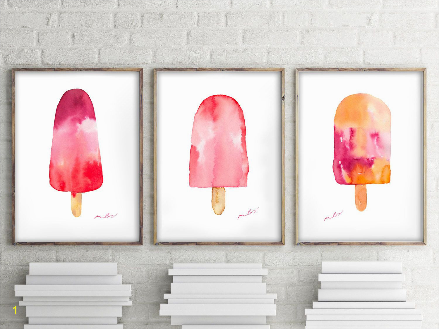 ice cream wall art awesome set popsicles ilustrations in watercolor funny ice cream painted of ice cream wall art