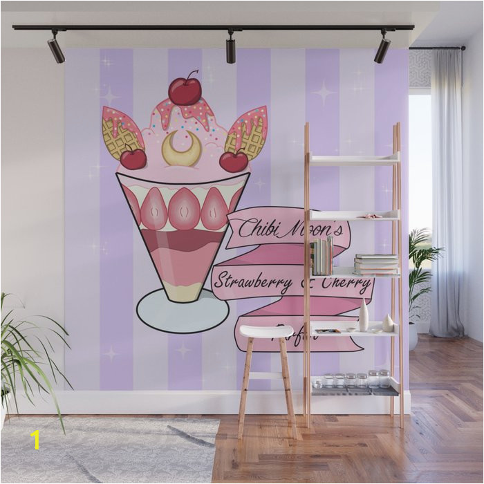 chibi moons strawberry parfait wall murals