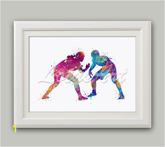 Ice Hockey Wall Murals Wrestling Watercolor Print Female Vs Male Wrestling Wall Art Sports Poster Home Decor Girl S Room Decor Wrestling Poster Sports Wall Art