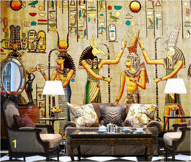 2015 New 1 sq m 3D Nonwoven Custom Mural Ikea Wallpaper Ancient Egypt Bar Panel