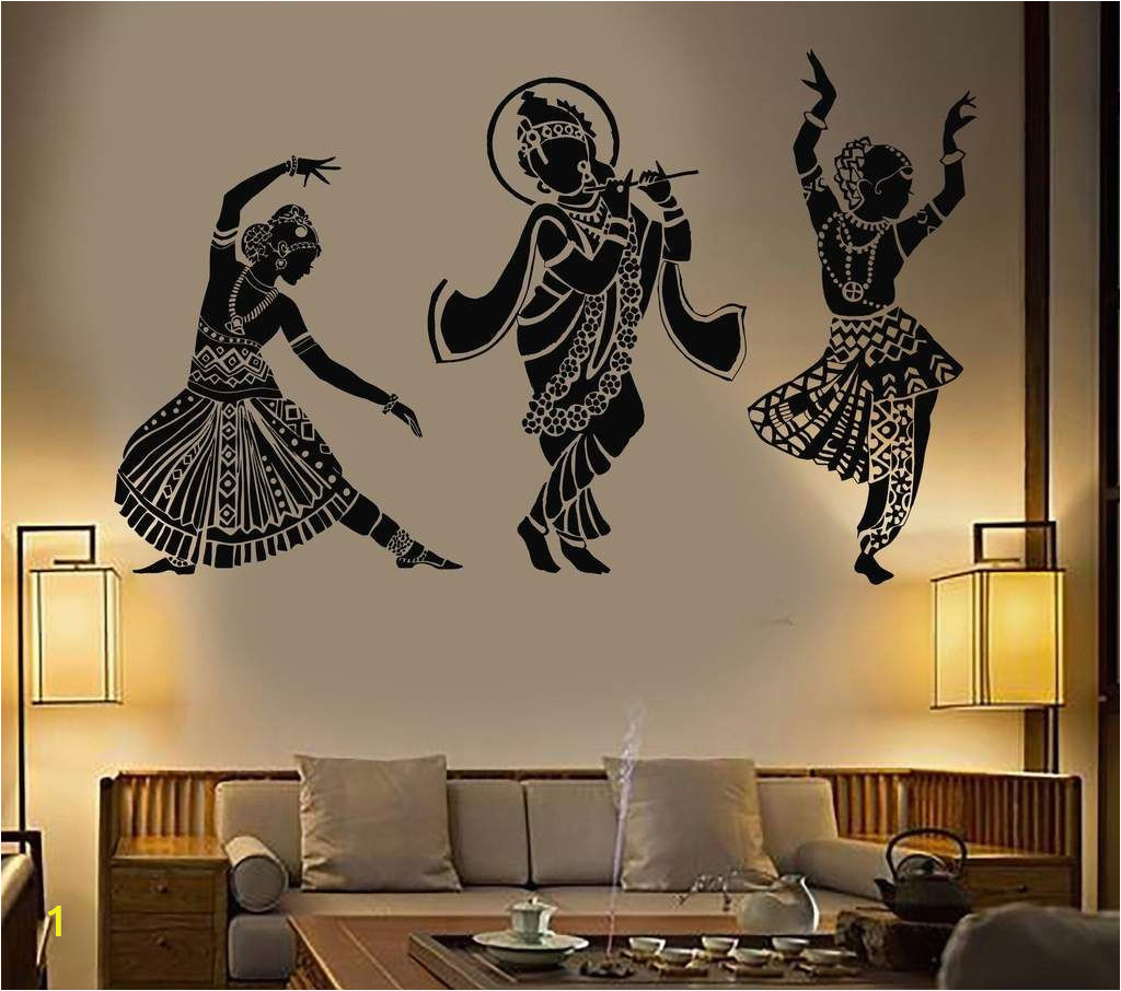 Indian Mural Wall Art Vinyl Wall Decal Dance Indian Womans Devadasi Indian Dance