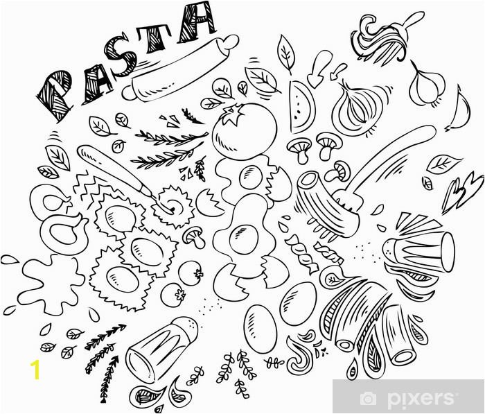 Italian Restaurant Wall Murals Pasta and Ingre Nts for Cooking Italian Food Wall Mural Vinyl