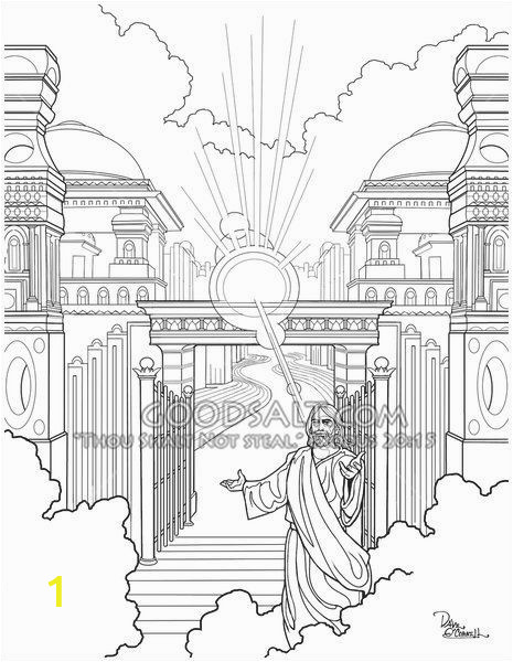 Jesus In Heaven Coloring Page Jesus at the Heavens Gate Wel Ing His Faithful Servant