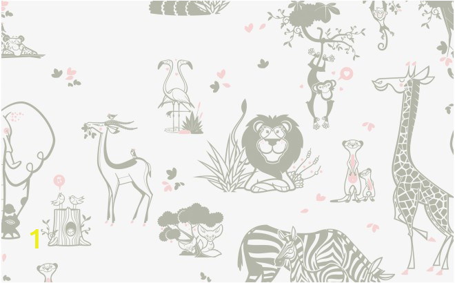 Jungle Animals Wall Mural Safari Animals Kids Wallpaper Taupe
