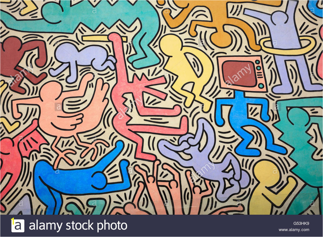 pisa wandbild 1989 keith haring gemalt an der sudwand der kirche von str anthony pisa toskana italien europa g53hk9