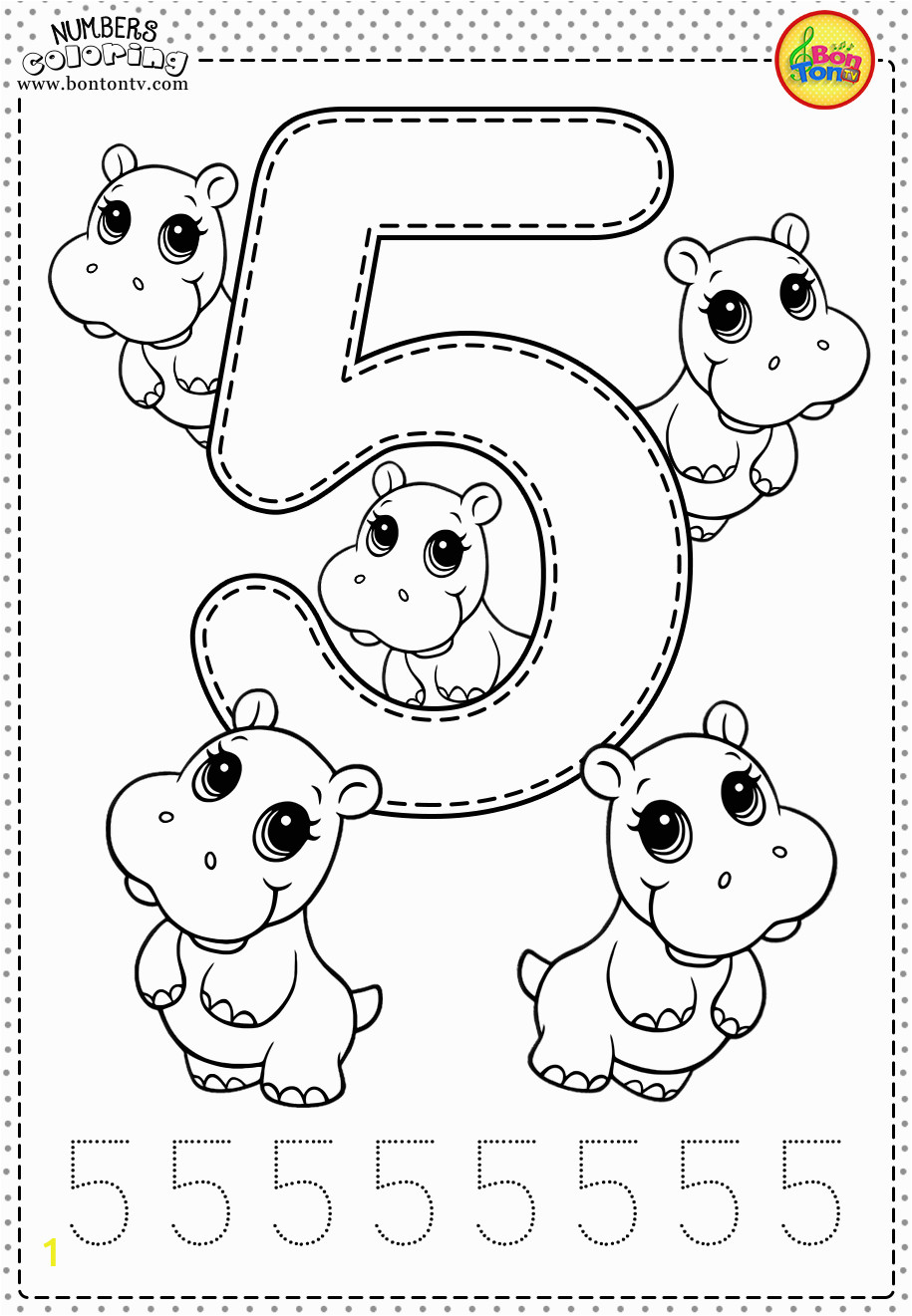 Kids Coloring Pages with Numbers Number 5 Preschool Printables Free Worksheets and