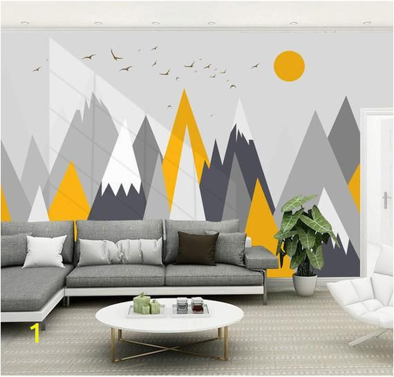 Kids Mountain Wall Mural Simple Triangle Geometric Mountains Wallpaper Modern