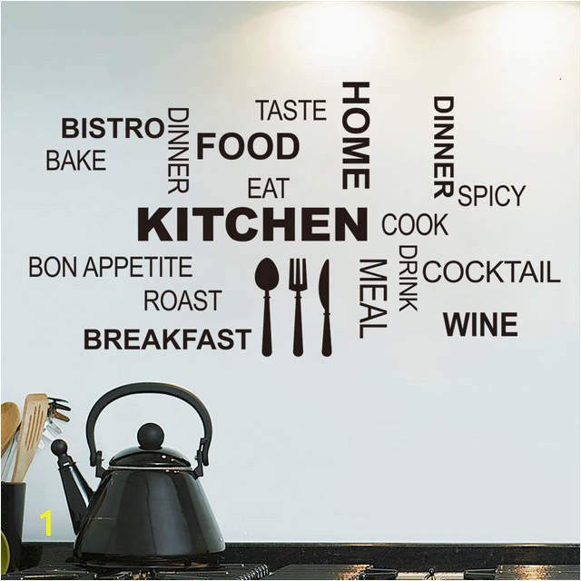 Kitchen Wall Mural Wallpaper Modern Black Quote Kitchen Restaurant Wall Stickers Wall