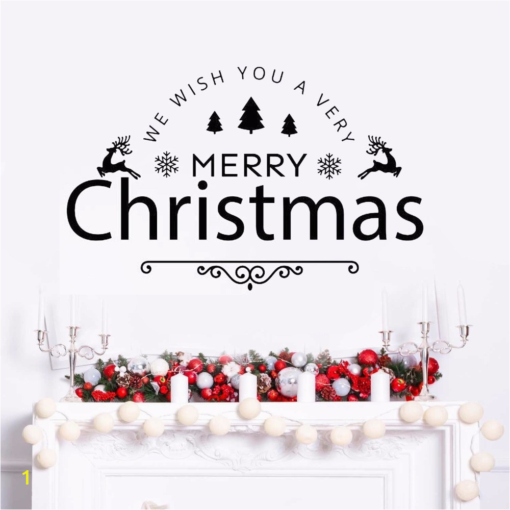 Wall Vinyl Decal Merry Christmas Holiday Vinyl Art Removable Happy New Year Quote Wall Sticker Home