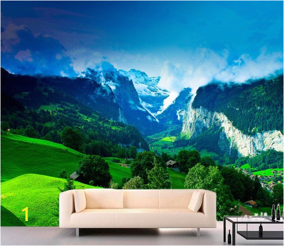 Large Mountain Wall Murals Green Mountains Mural for Wall Decor Nature Wall Mural for Room Decor Mountain Wall Mural for Living Room Sku