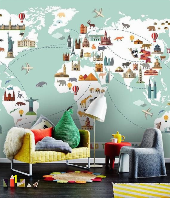 Large Photo Wall Murals Wallpaper World Travel Map Peel and Stick Wall Mural