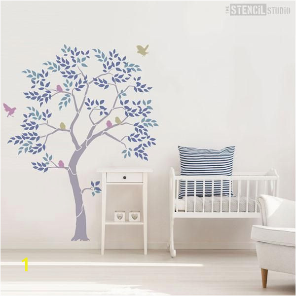 Large Wall Mural Stencils Tree Stencil From the Stencil Studio Includes Leaves