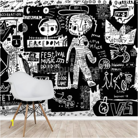 Large Wallpaper Feature Wall Murals Graffiti Black and White