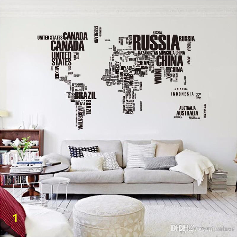 big letters world map wall sticker decals