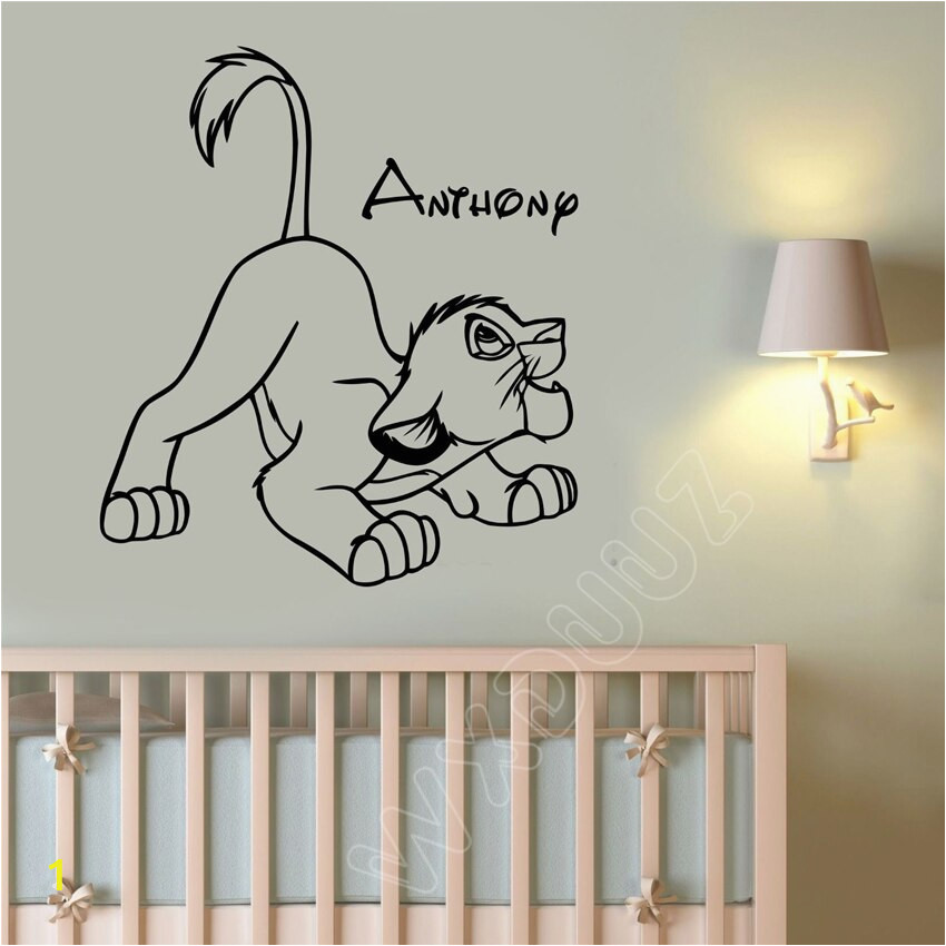 WXDUUZ Custom Name Decal Simba Lion King Art Decor Room quote Home Decor Vinyl Wall Sticker