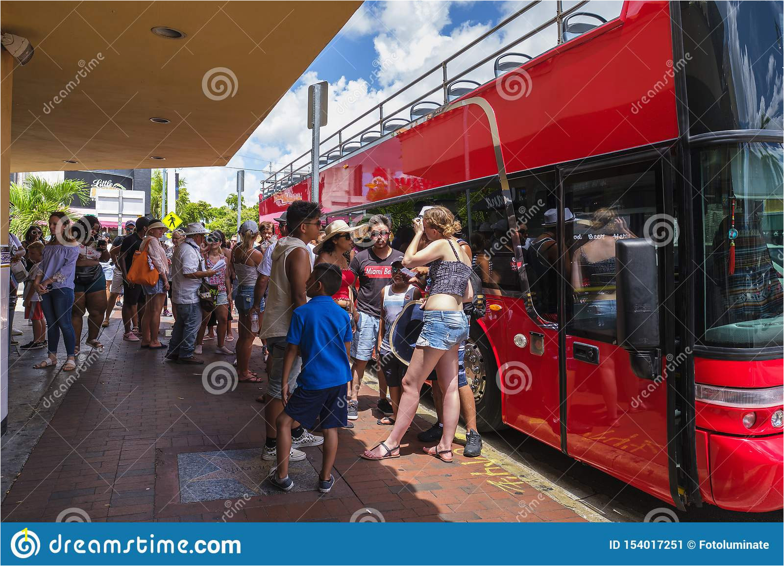 little havana cityscape miami florida usa july tourists enjoying popular calle ocho historic retail shops