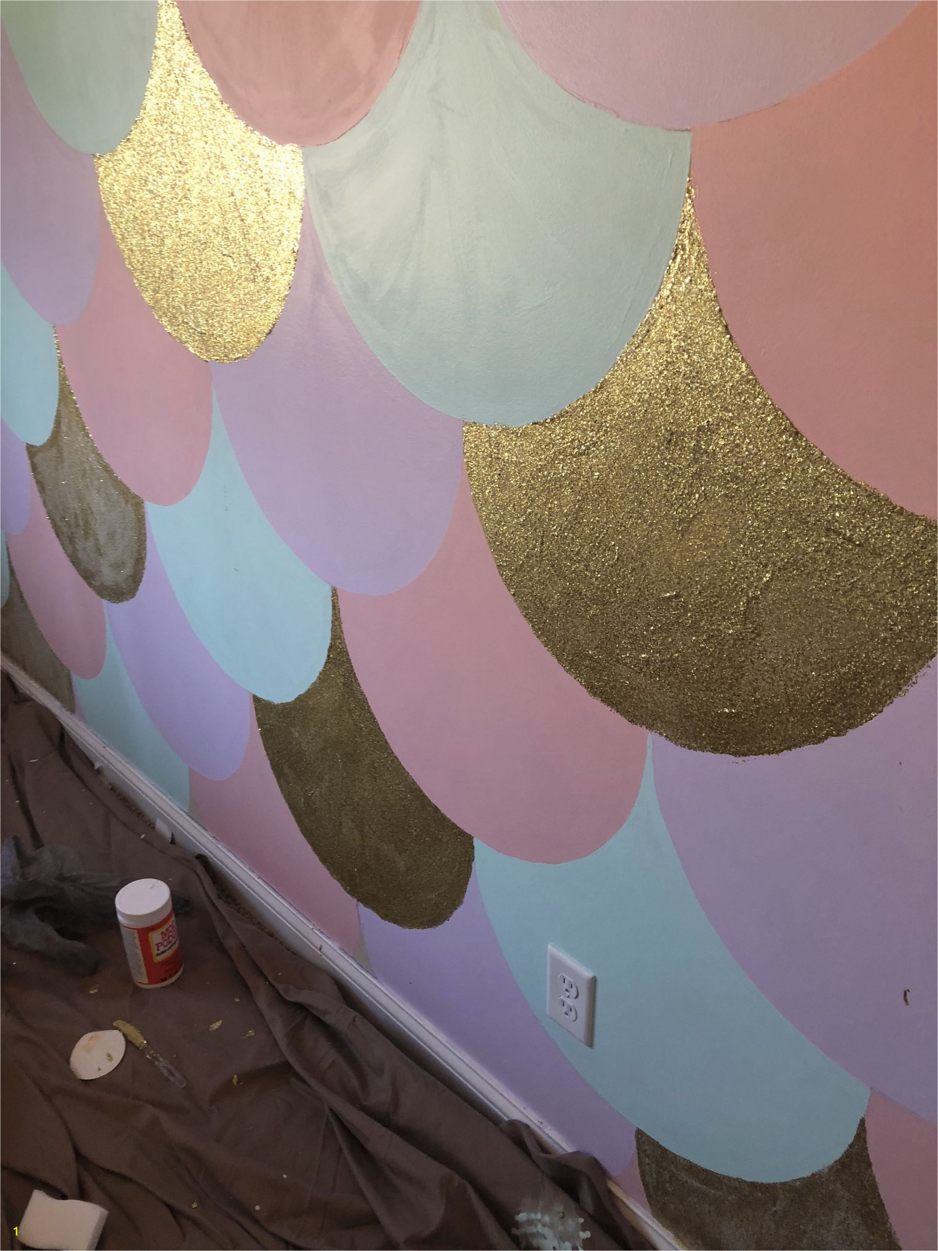 Little Mermaid Wall Mural Fish Scales Accent Wall In 2020