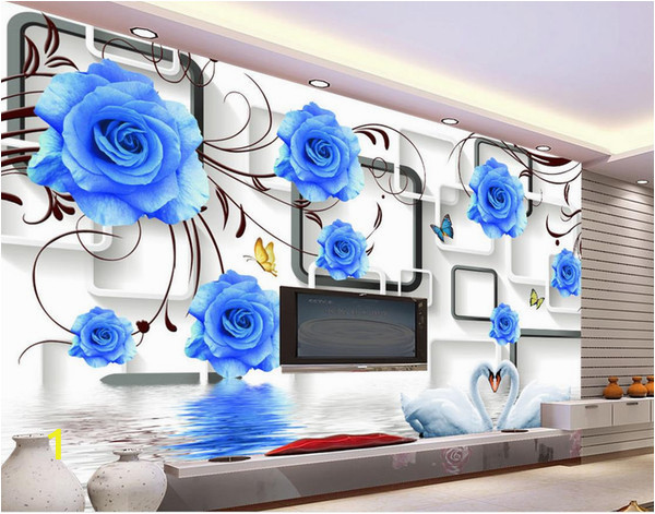 Make Your Own Wall Mural Photo Custom Any Size Blue Rose Swan 3d Tv Wall Mural 3d Wallpaper 3d Wall Papers for Tv Backdrop Wallpapers Widescreen Wallpapers Widescreen High