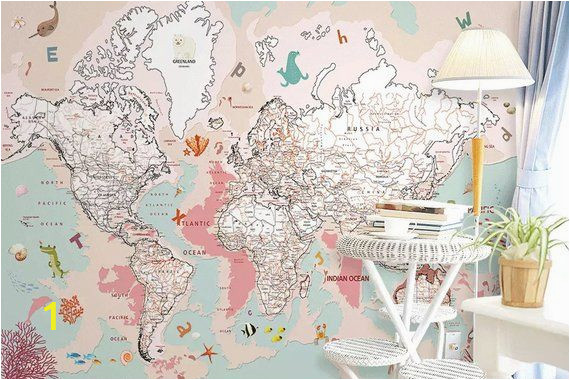 Map Wall Mural Kids Kids Map Wallpaper Pink Political Map Wall Mural Cartoon