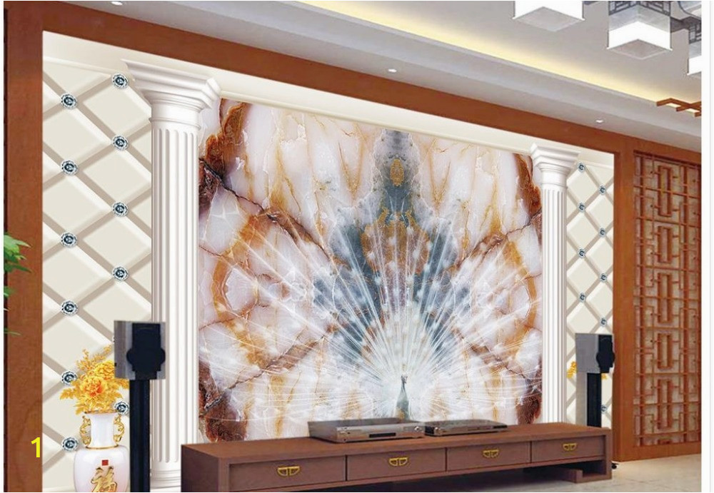 3d wallpaper custom mural peacock window mural wallpaper Marble the peacock Home Decoration 3d wall murals