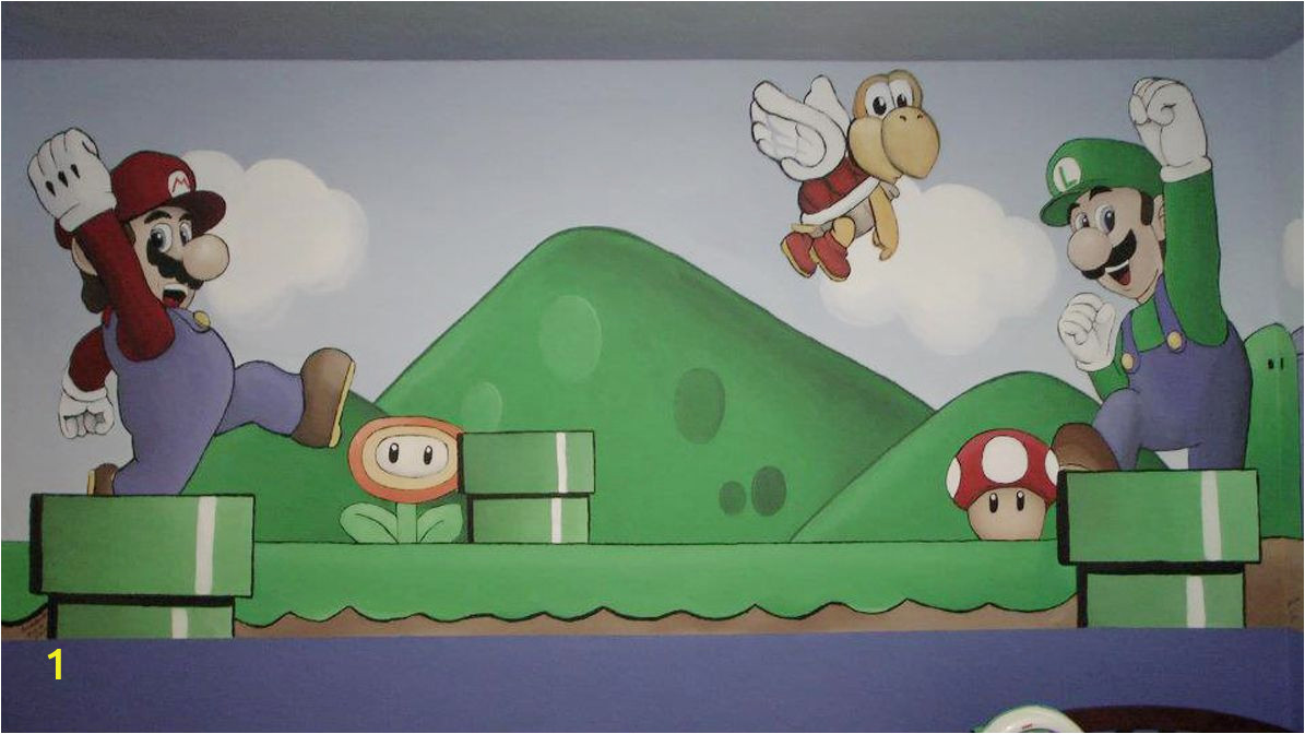Mario Bros Wall Mural Super Mario Bros Nursery Mural