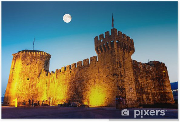 posters full moon above me val castle of kamerlengo in trogir croatia