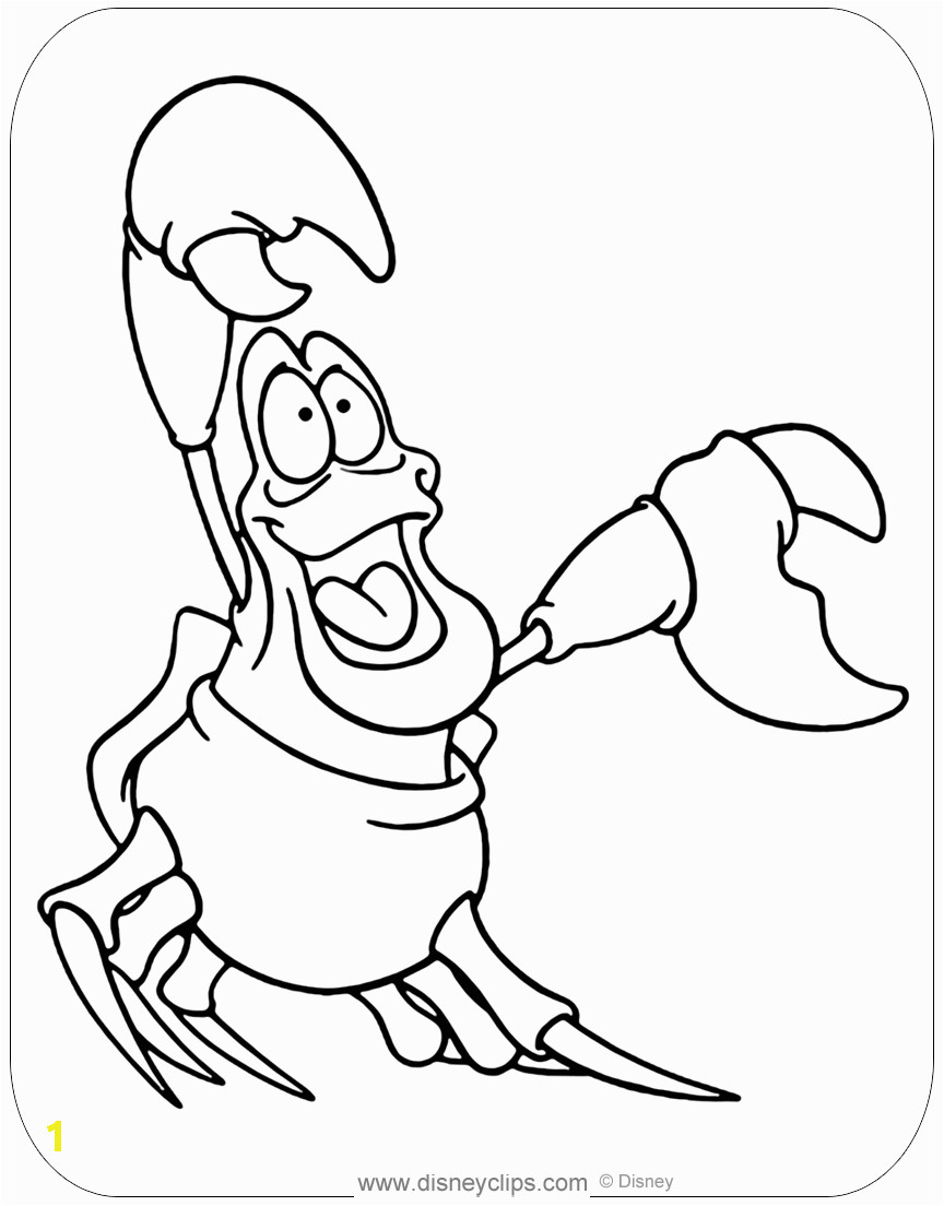 Mermaid Coloring Pages Easy Coloring Page Of Sebastian From the Little Mermaid