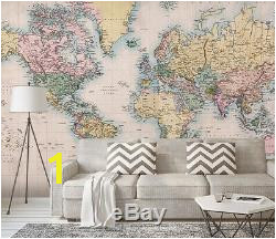 Metal World Map Wall Mural 3d World Map Livingroom Self Adhesive Removable Bedroom