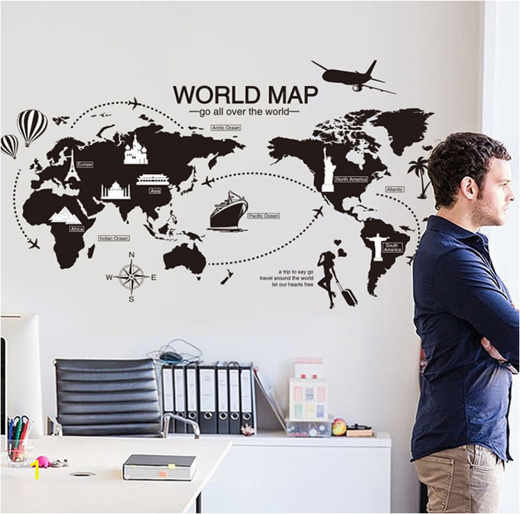 Metal World Map Wall Mural Us $7 52 New Creative World Map Large Wall Stickers Home Decor Living Room Diy Mural Decals Removable Wallpaper In Wall Stickers From Home & Garden