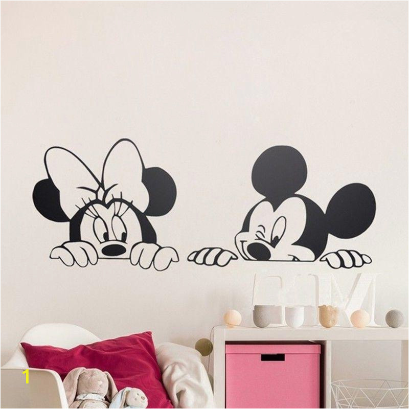 Mickey and Minnie Mouse Wall Murals Cute Mickey Minnie Mouse Baby Nursery Art Vinyl