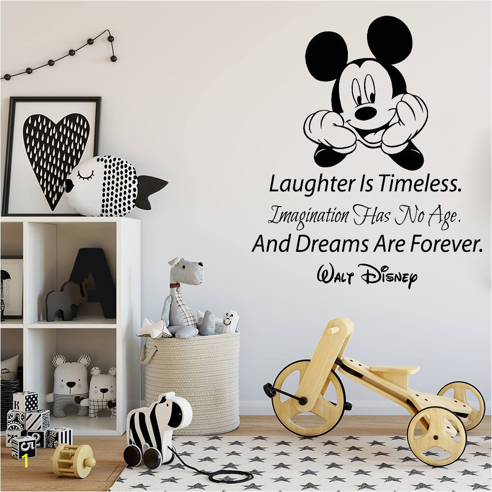 Mickey Mouse Mural Wall Coverings Mickey Mouse Quote Wall Decals Laughter is Timeless Words