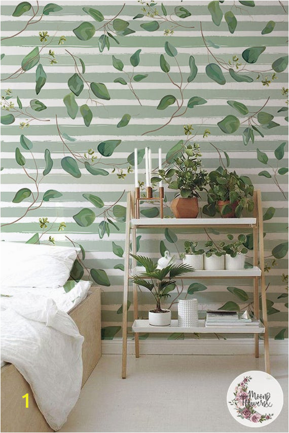 Minted Wall Mural Reviews Mint Leaf Stripes Removable Wallpaper Floral Wall Mural Leaves Wall Decor Peel and Stick Removable Reusable Repositionable Maf081