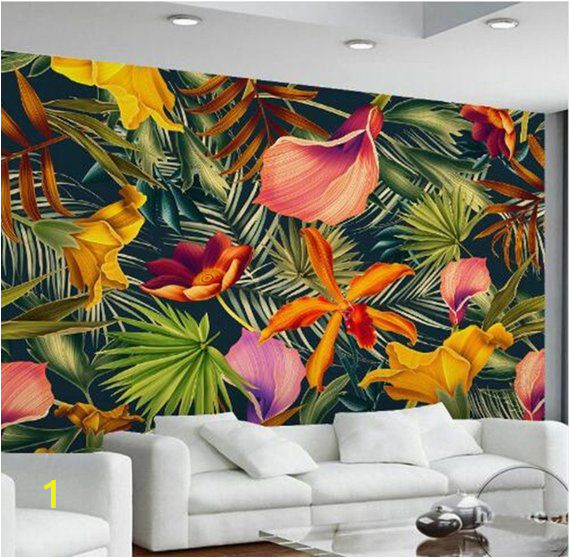 Modern Wall Mural Painting Custom Wall Mural Tropical Rainforest Plant Flowers Banana