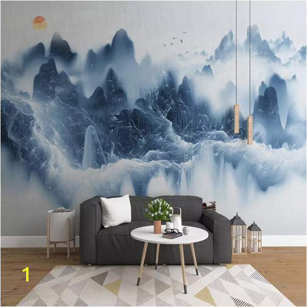 Mountain Wall Mural Paint 3d Chinese Tv Background Wall Paper Ink Landscape Artistic Mural Painting Living Room Decoration Wall Cloth Wallpaper High Resolution Wallpaper