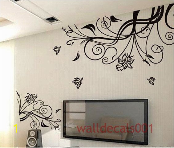 Mural Art Wall Stickers Wall Decals Flower with butterfly Home Decor