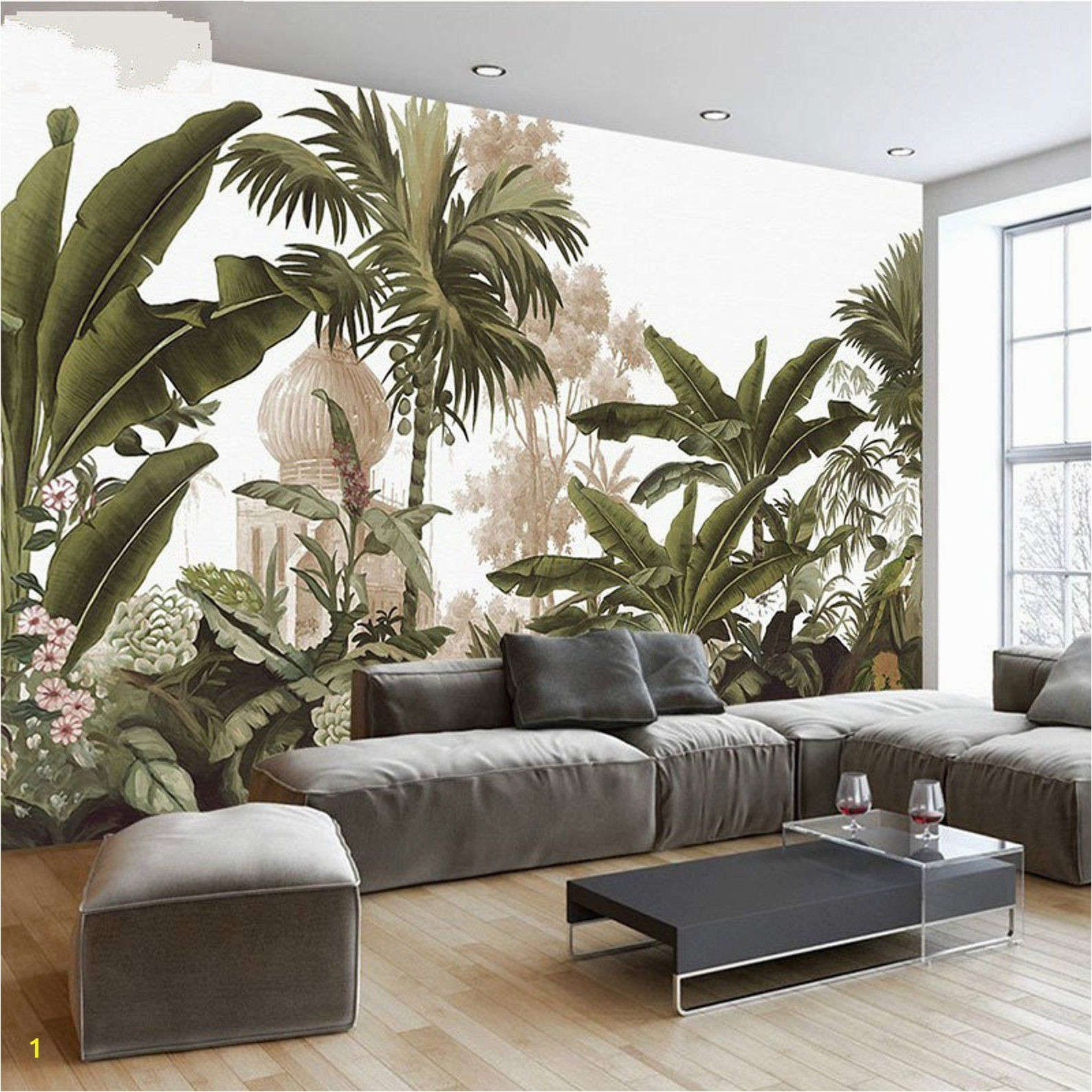 Mural On A Wall Hand Painted Tropical Rainforest forest Wallpaper Wall Mural